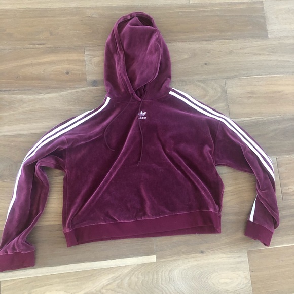 adidas velvet cropped hoodie sweatshirt